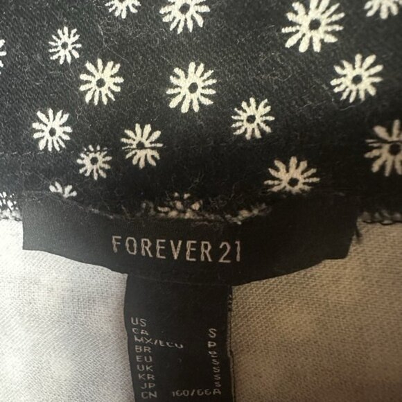 Forever21 womens floral full zip mini skirt size S‎ stretch black cream twill - Picture 4 of 8